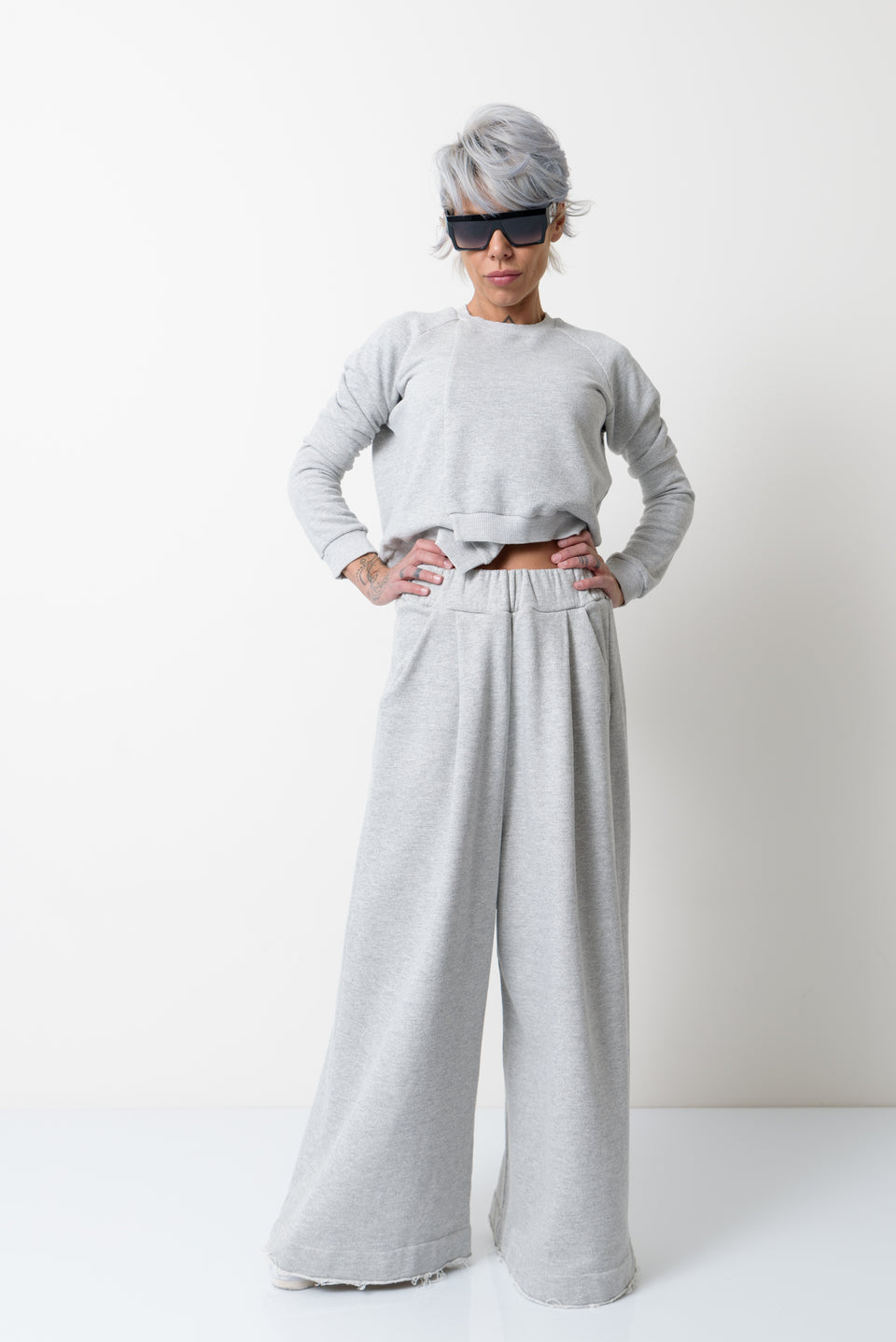 GREY TWO PIECE TRACKSUIT SET FOR WOMEN