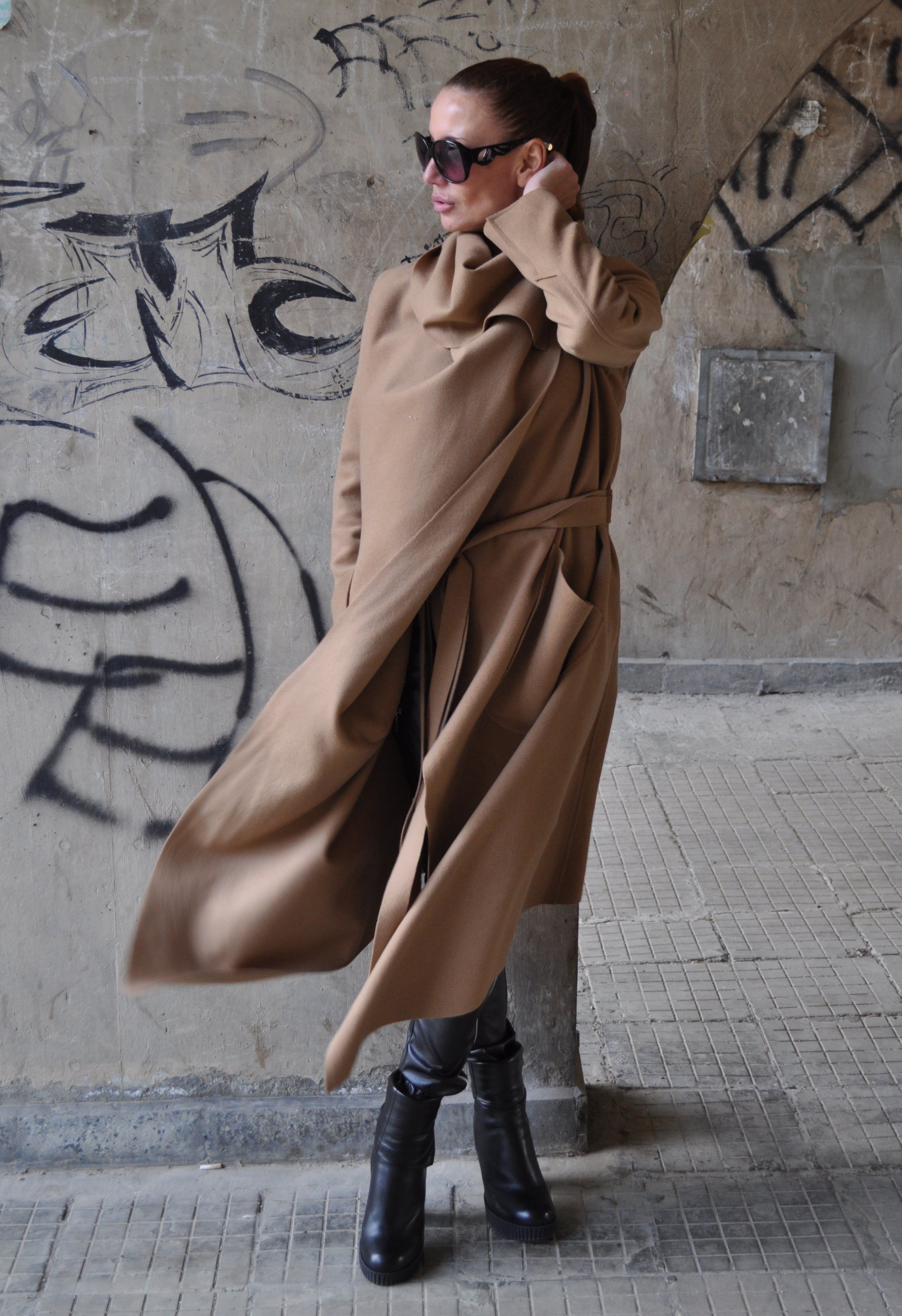 Autumn Women Purple Asymmetric Coat, Coats