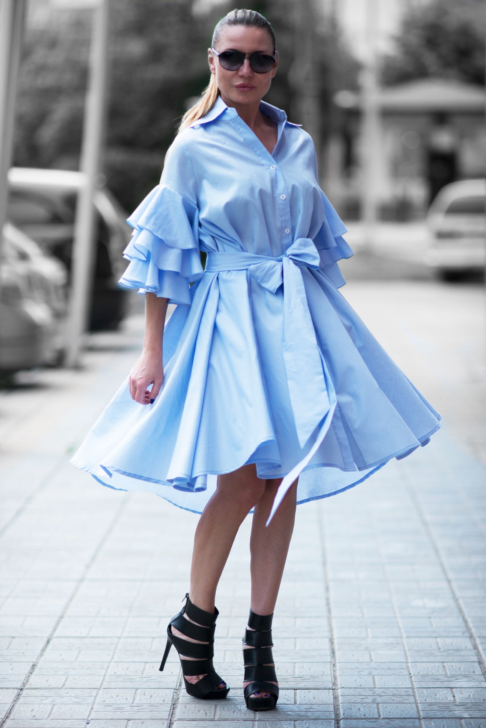 Azure Blue Maxi Summer Dress by EUG Fashion