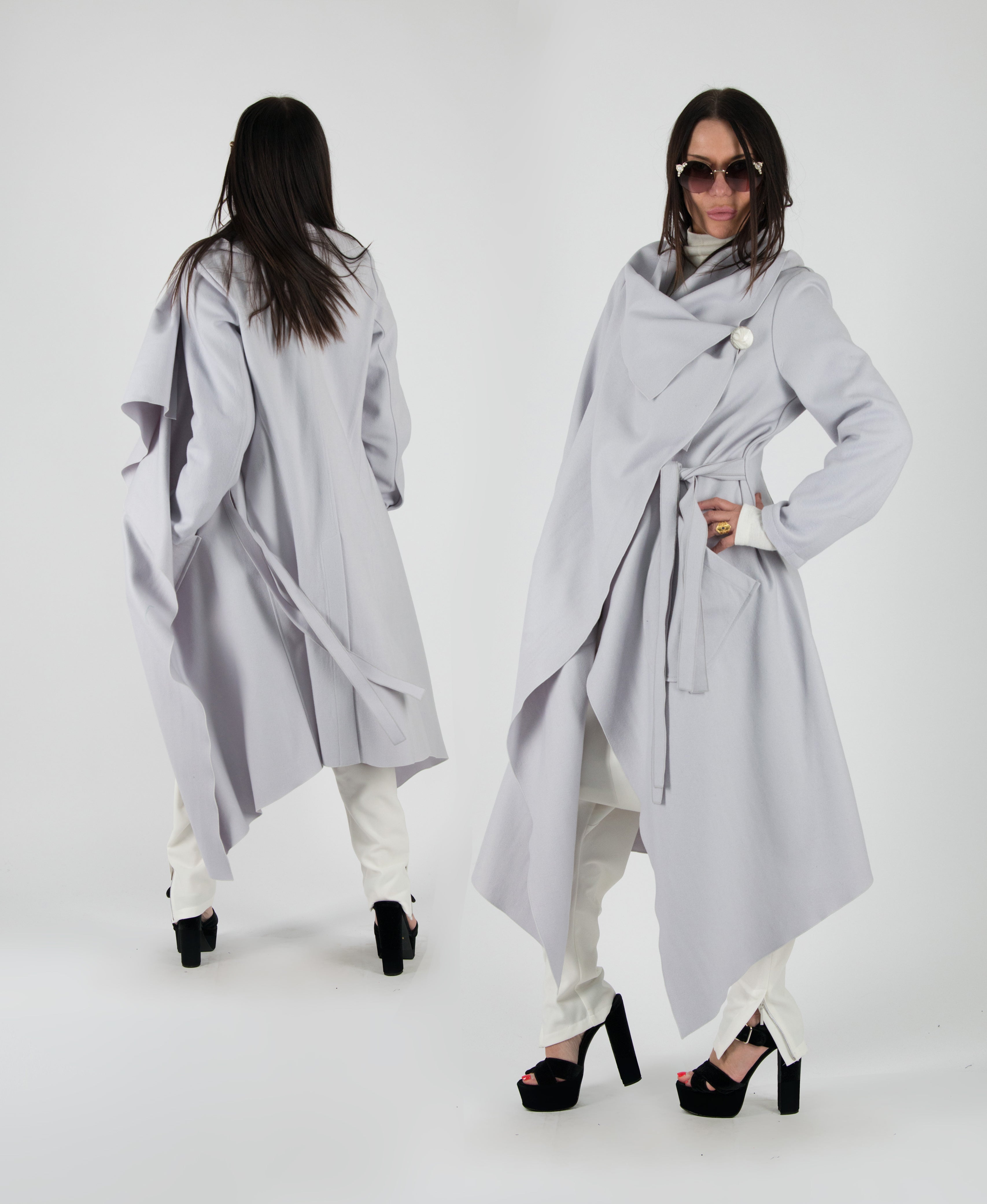 Autumn Women Purple Asymmetric Coat, Coats
