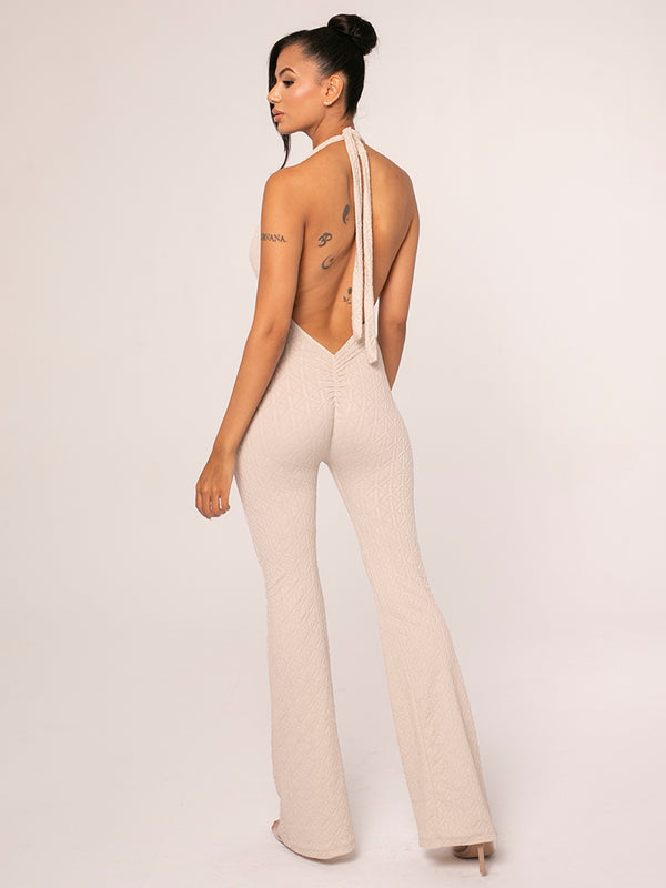 Beige Elegant Jumpsuit