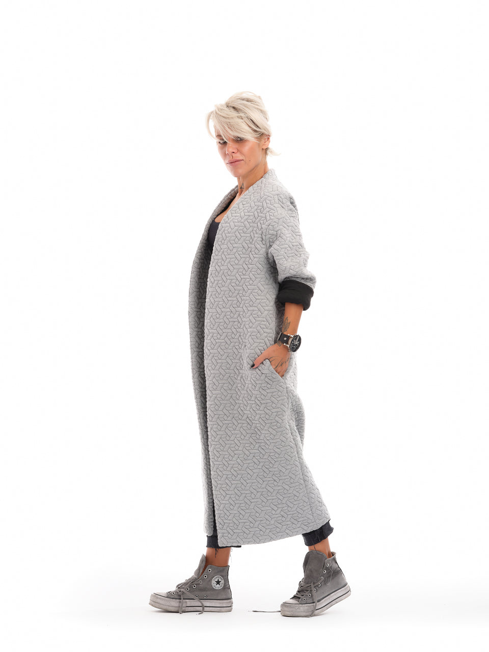 MAXI GREY CARDIGAN JACKET