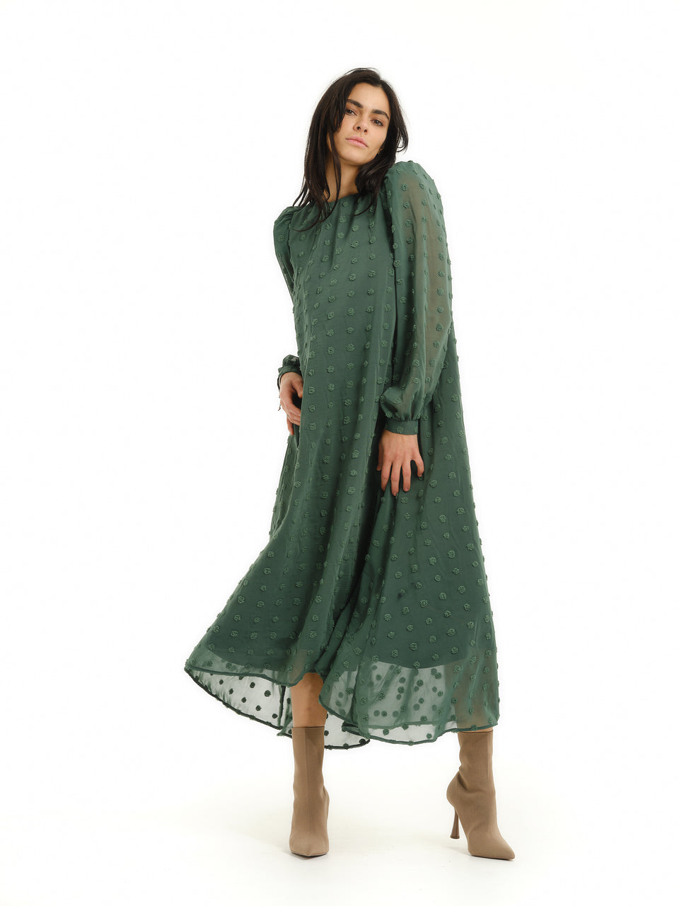 MAXI GREEN MESH SHIFT DRESS