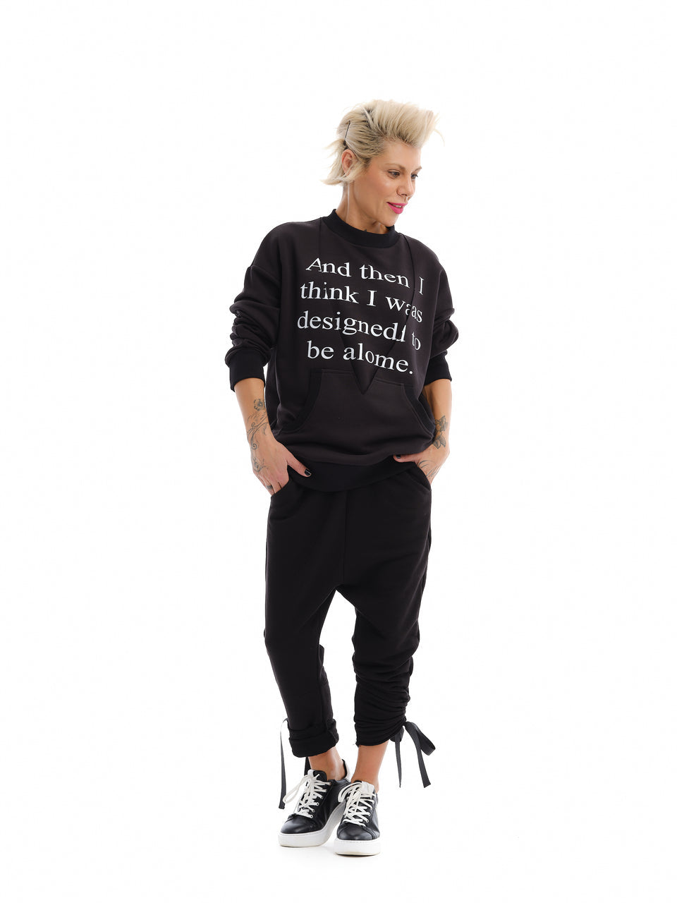 BLACK GRAPHIC SWEATSUIT SET