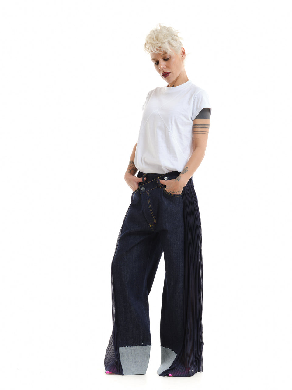 TULLE PANEL JEANS