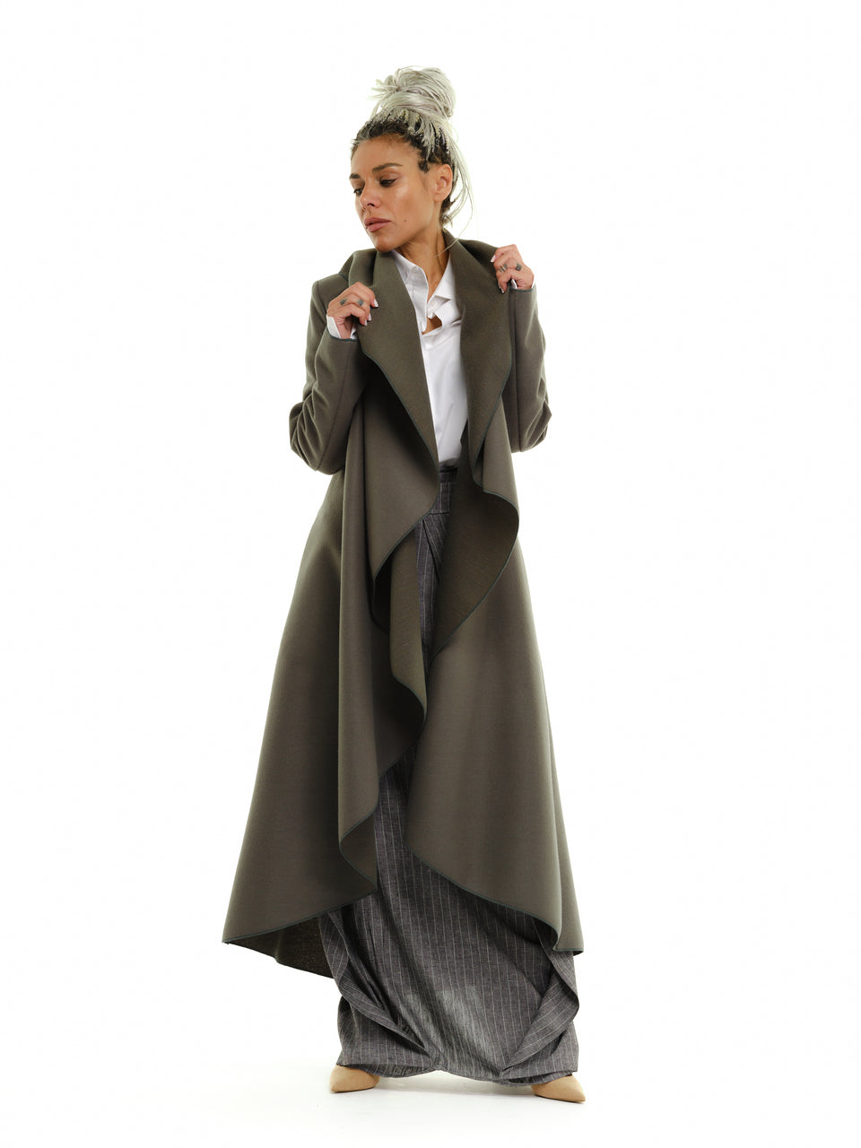 GREEN SHAWL COLLAR COAT