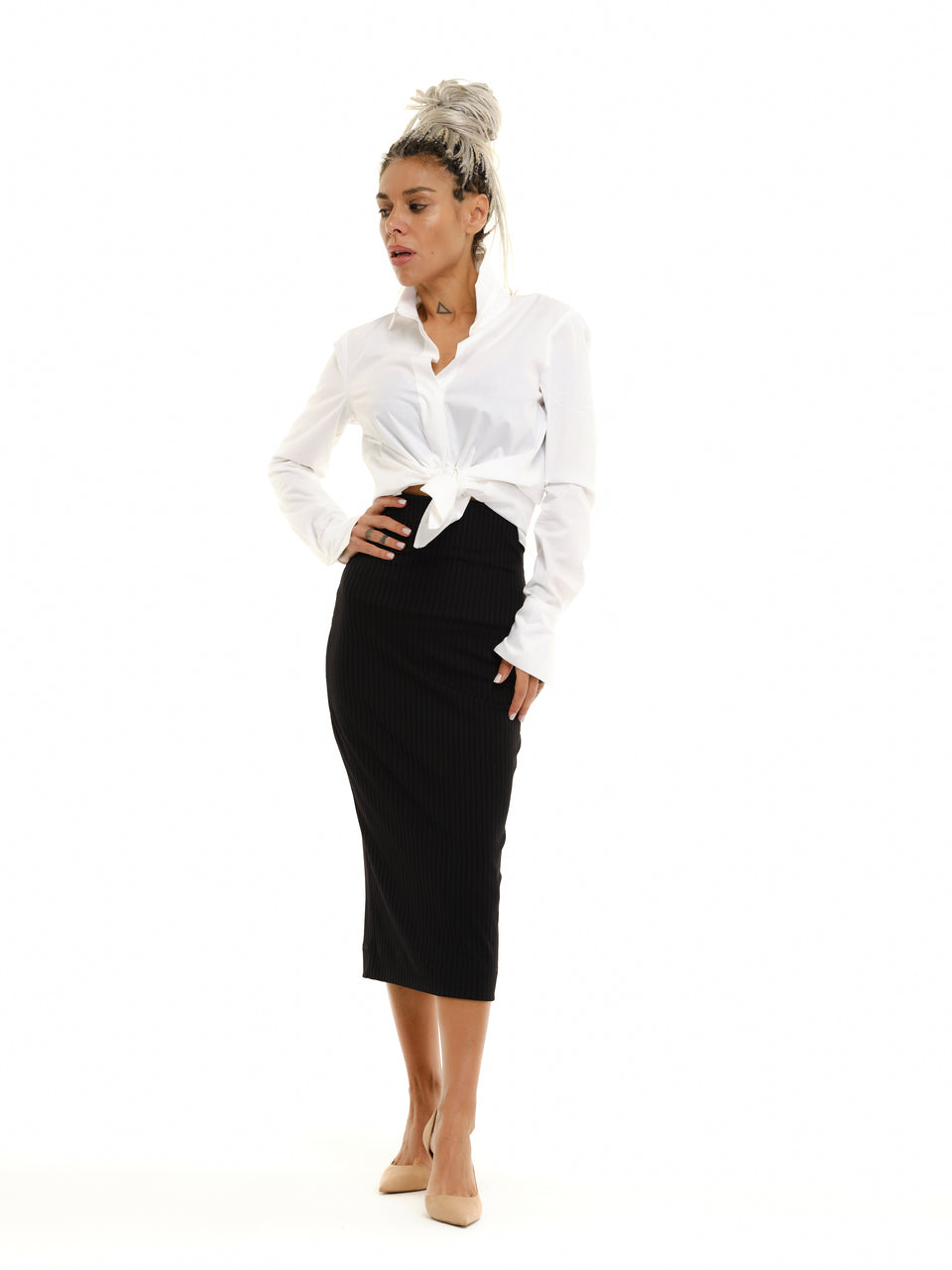 HIGH-WAISTED PENCIL SKIRT