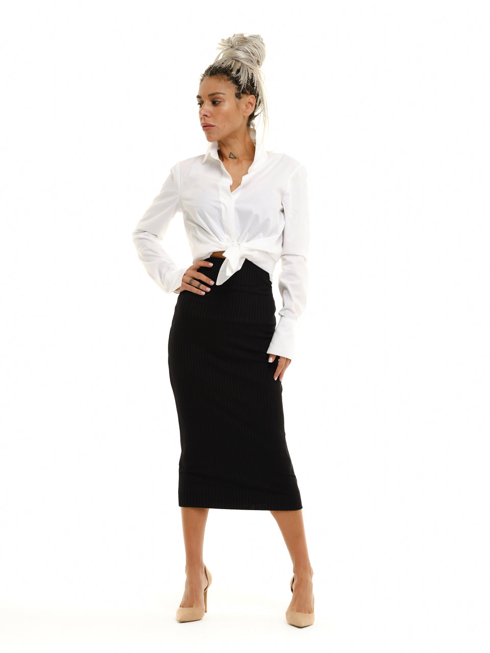 HIGH-WAISTED PENCIL SKIRT