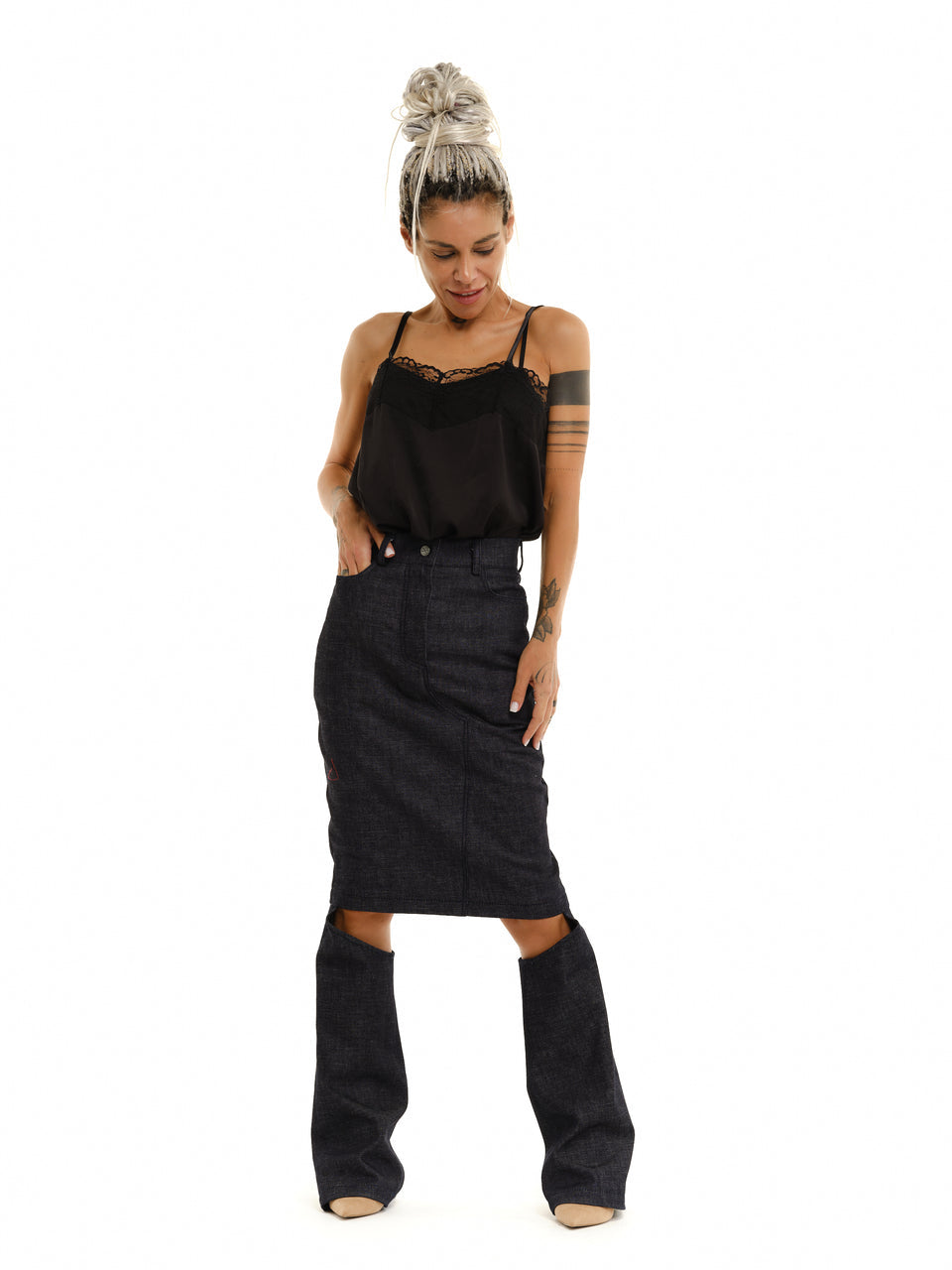 DENIM SKIRT PANTS