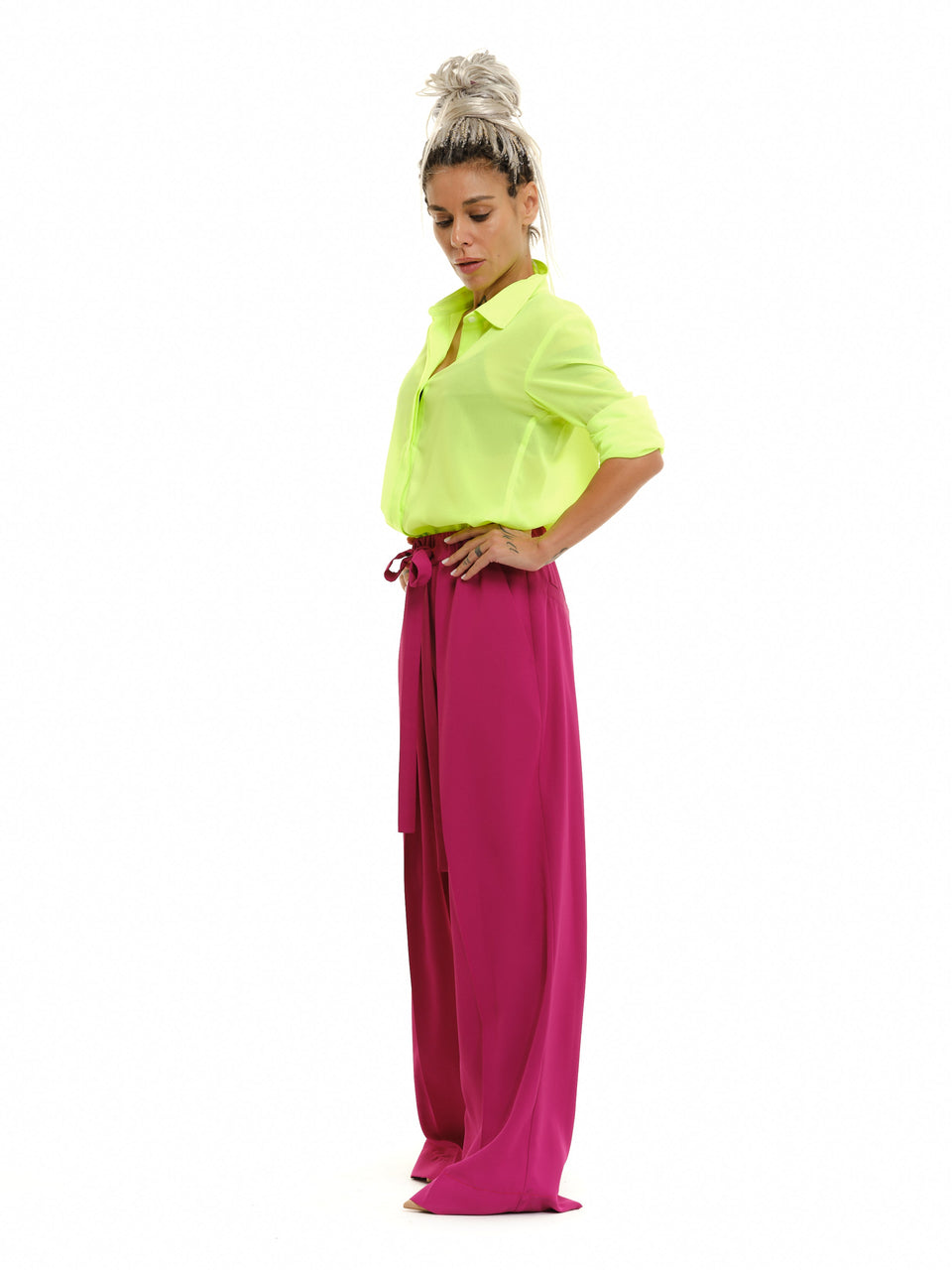 NEON GREEN TOP + MAGENTA PANTS OUTFIT SET