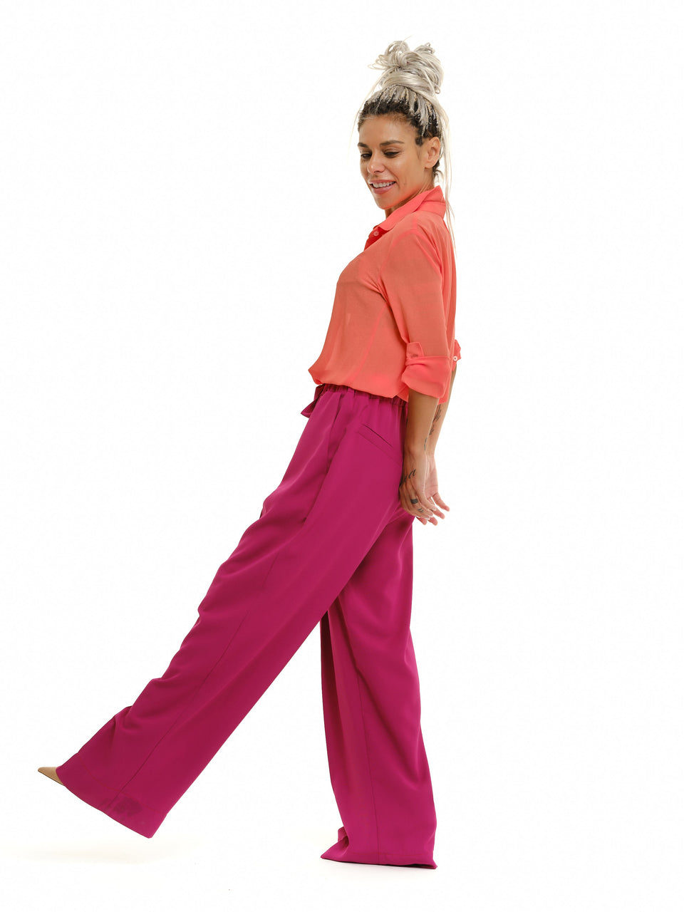 NEON CORAL TOP + MAGENTA PANTS OUTFIT SET