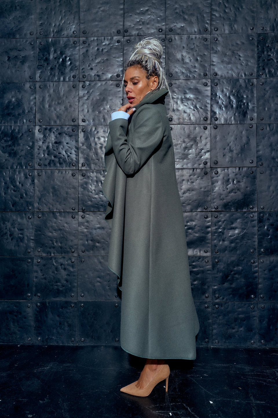 GREEN SHAWL COLLAR COAT