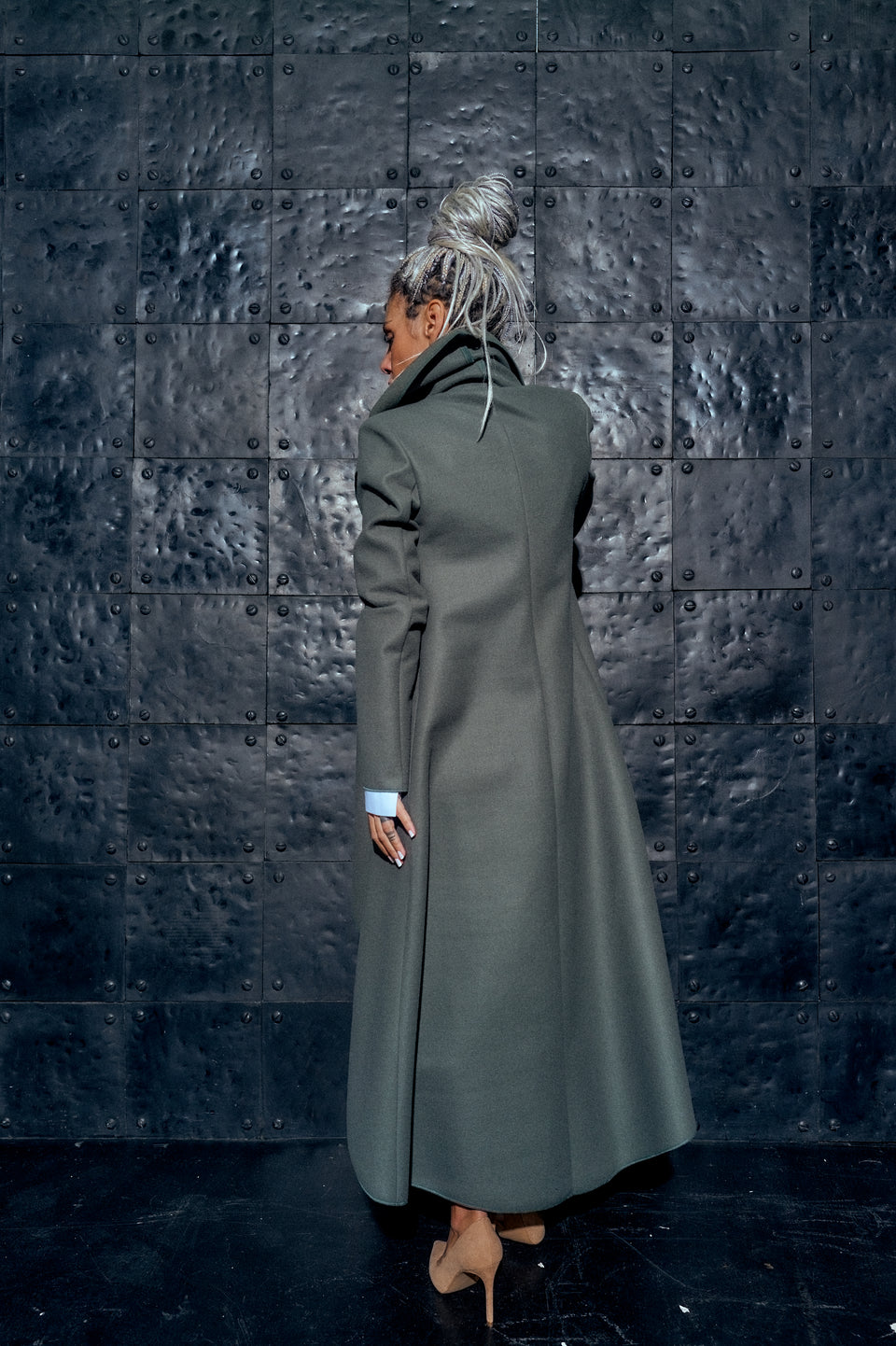 GREEN SHAWL COLLAR COAT