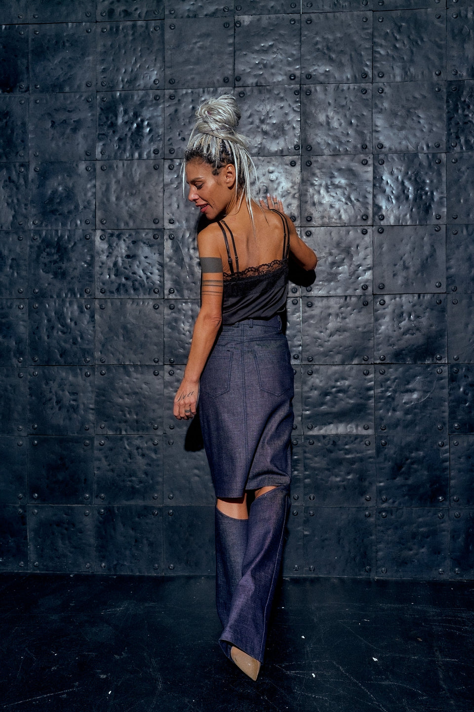 CAMI TOP + DENIM SKIRT PANTS OUTFIT SET