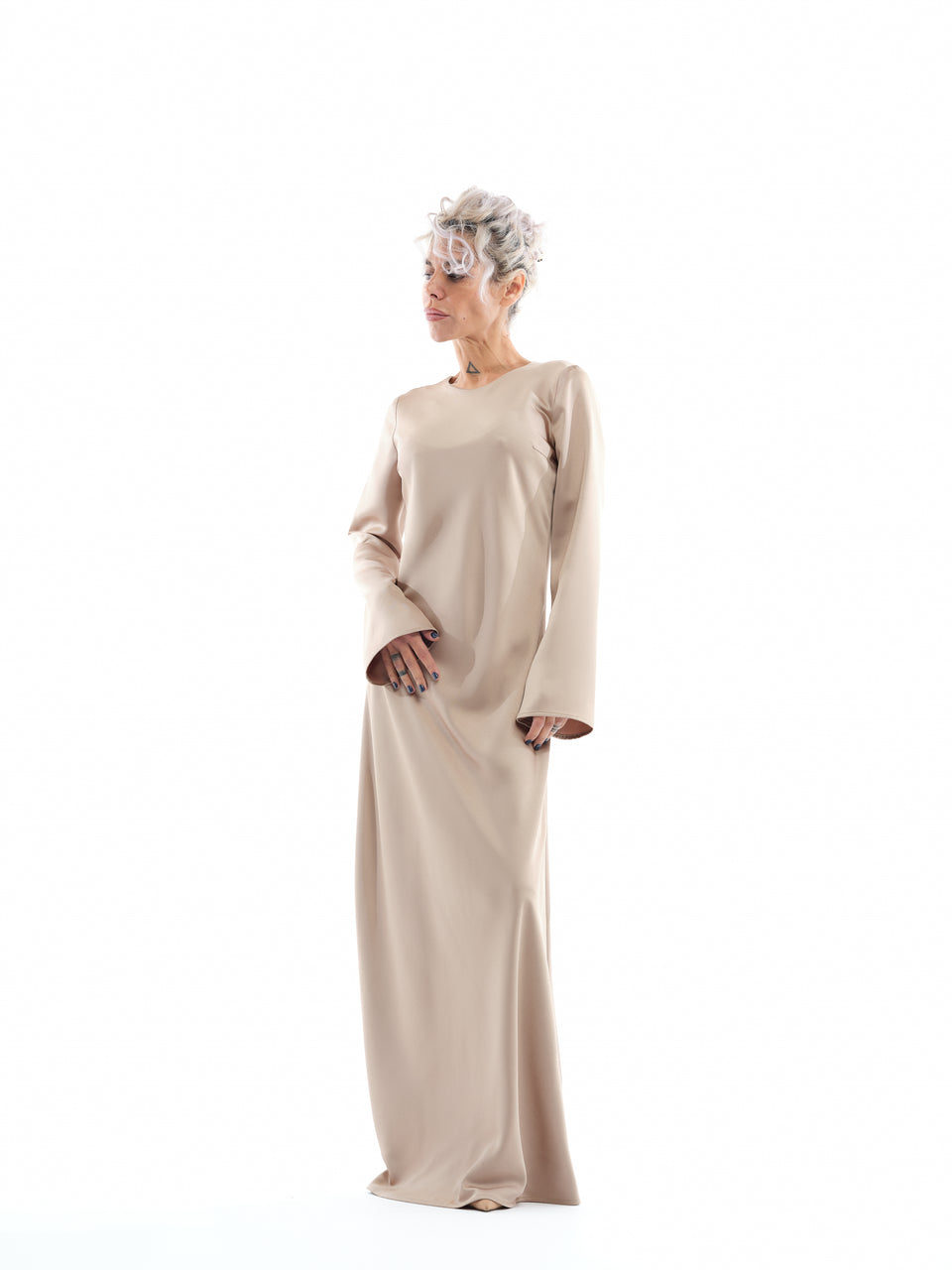 CHAMPAGNE SATIN MAXI DRESS