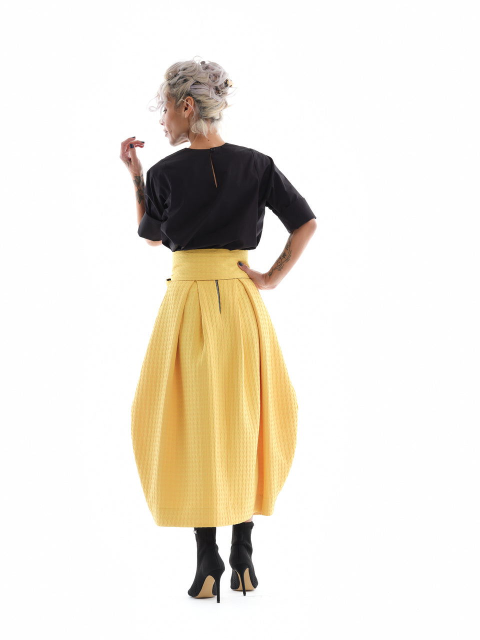 BLACK COTTON SHIRT WITH SIDE SLITS