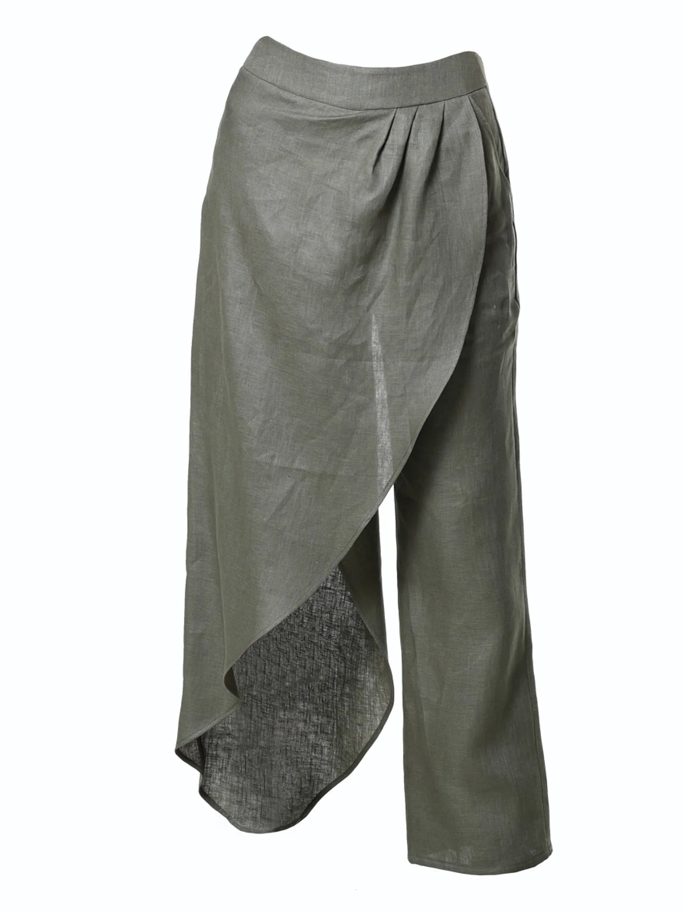 LOOSE LINEN PANTS IN Black by Metamorphoza