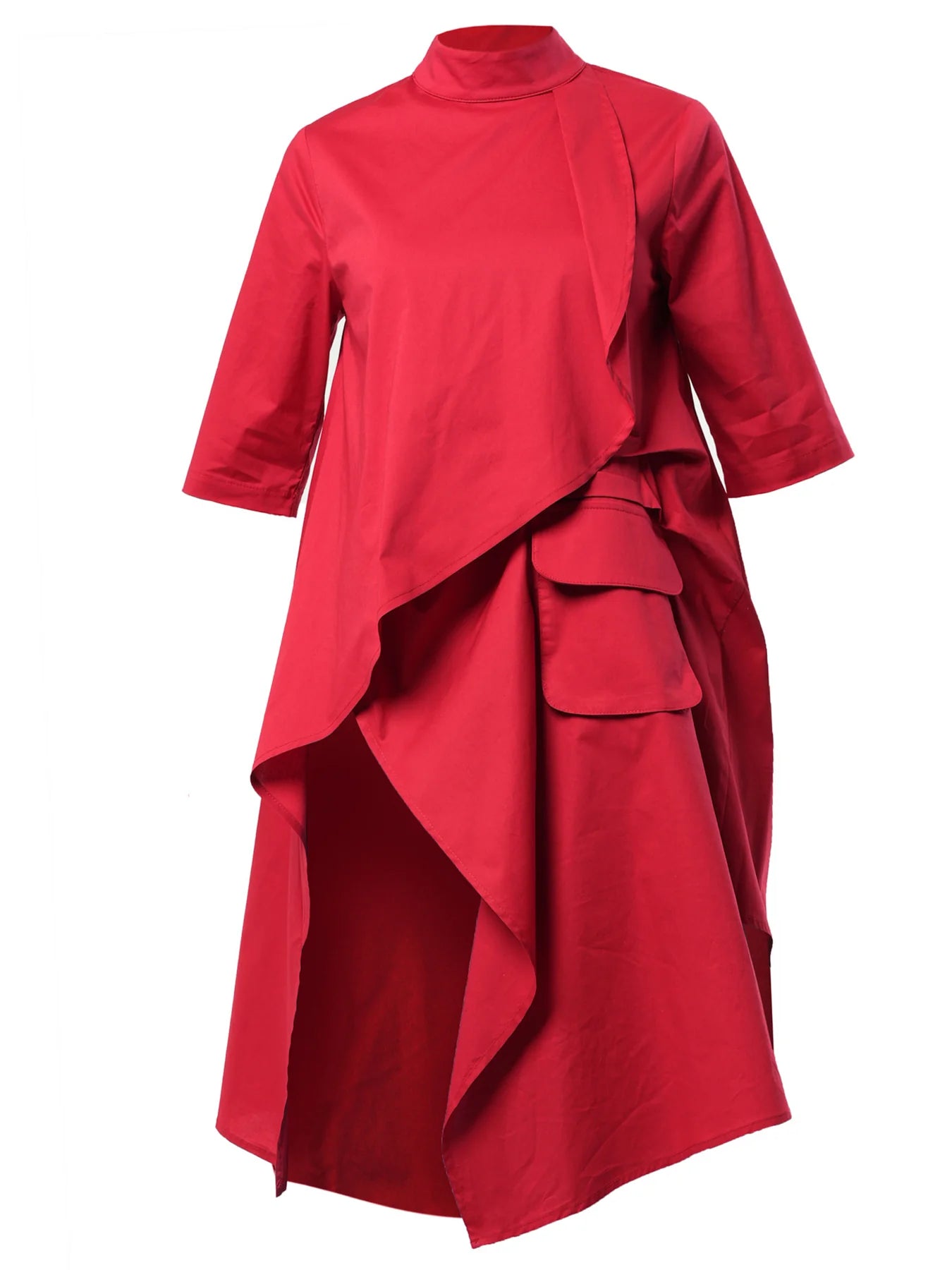 ASYMMETRIC TUNIC SHIRT IN RED by Metamorphoza