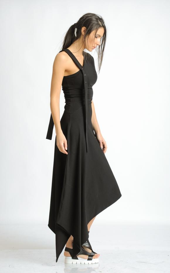 Asymmetric Dress with Studded Strap by Metamorphoza