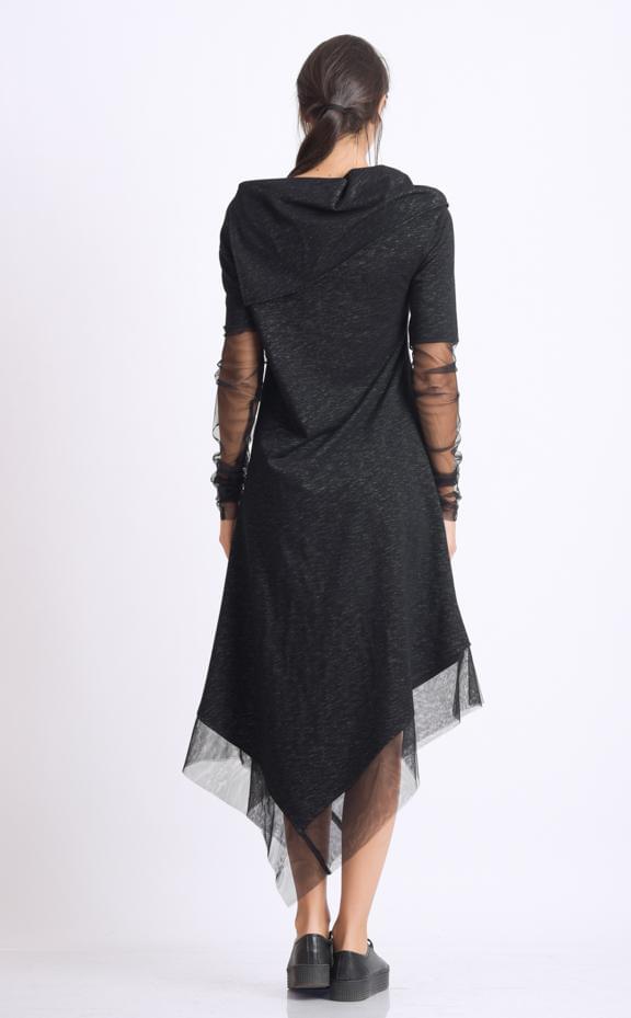 Asymmetric Black Tunic Dress by Metamorphoza