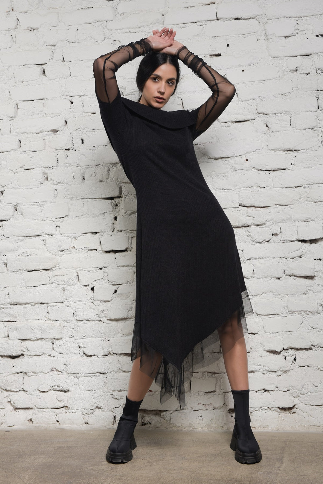 Asymmetric Black Tunic Dress by Metamorphoza