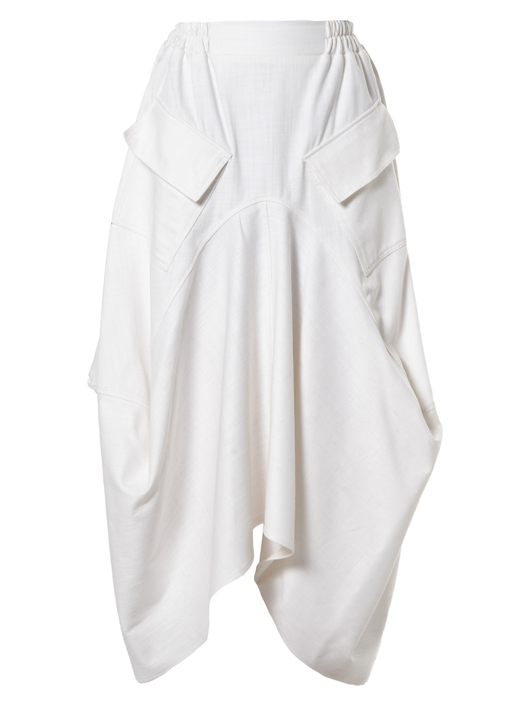 WHITE DENIM ASYMMETRICAL SKIRT by Metamorphoza