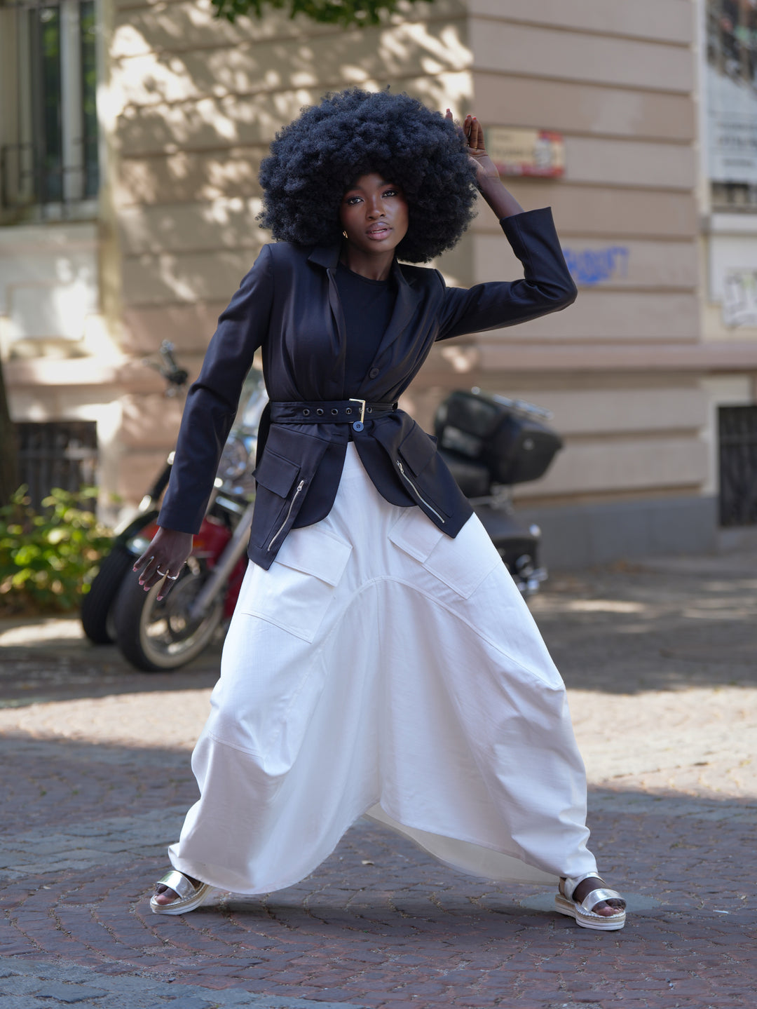 WHITE DENIM ASYMMETRICAL SKIRT by Metamorphoza