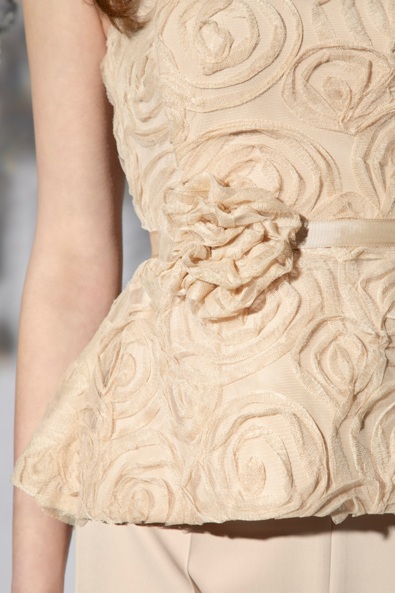 Beige Peplum Bustier 3D floral fabric by Christine Fashion