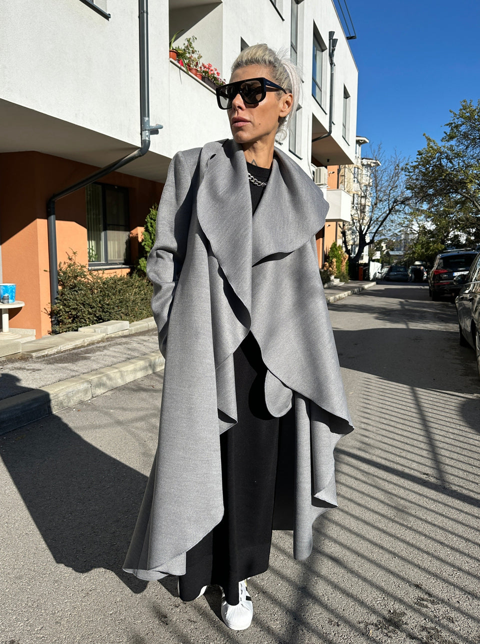 GRAY SHAWL COLLAR COAT