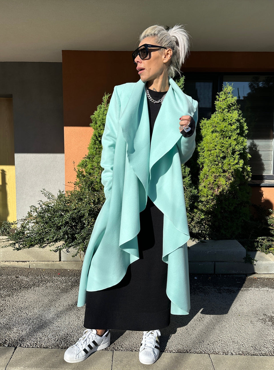 BLUE SHAWL COLLAR COAT