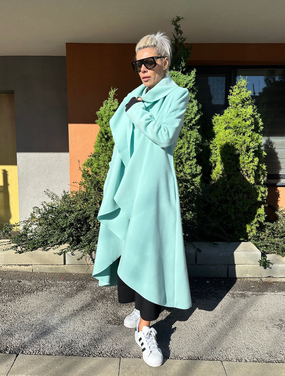 BLUE SHAWL COLLAR COAT