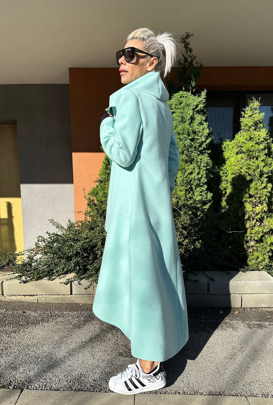 BLUE SHAWL COLLAR COAT