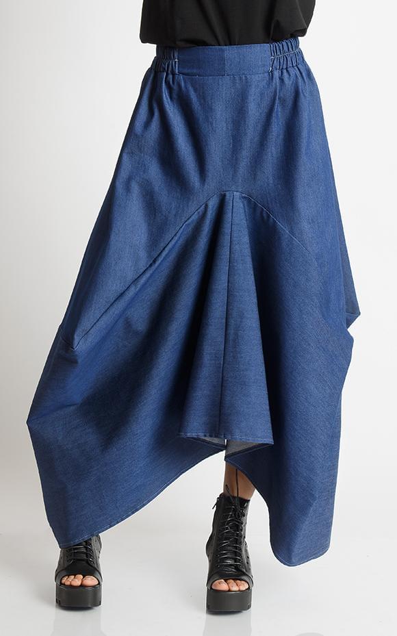 Asymmetric Denim Skirt by Metamorphoza