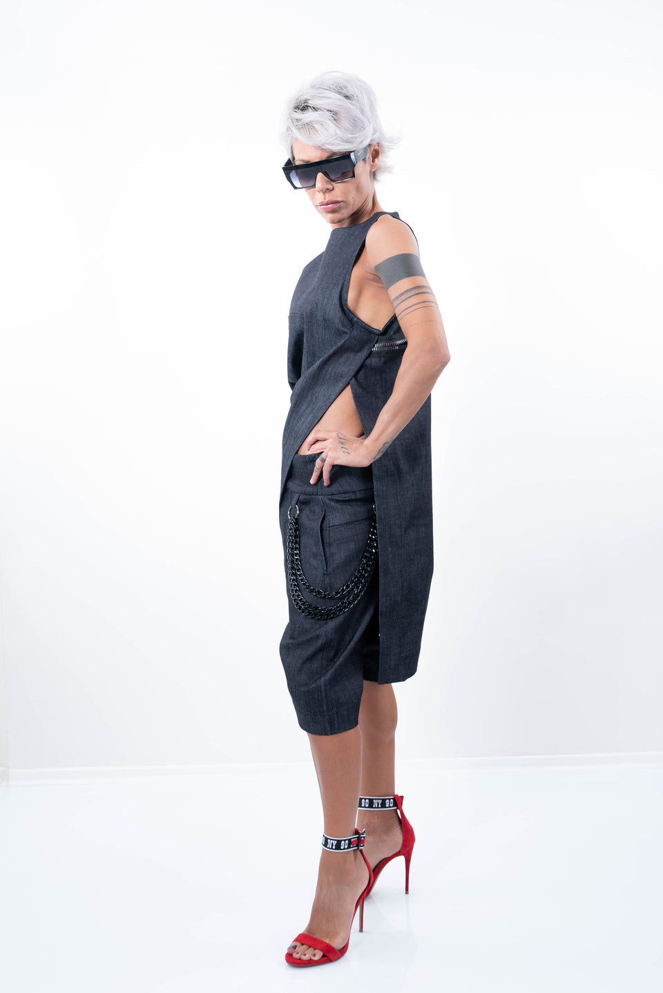 DENIM LOOSE CASUAL DROP CROTCH HAREM PANTS