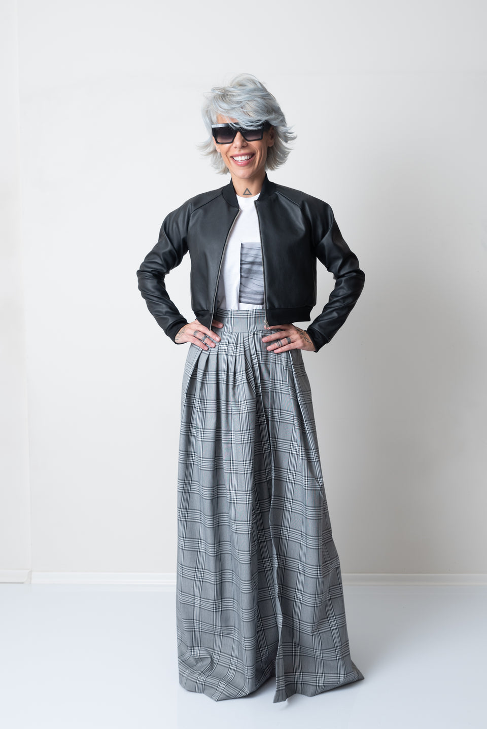 CROPPED VEGAN LEATHER BOMBER JACKET