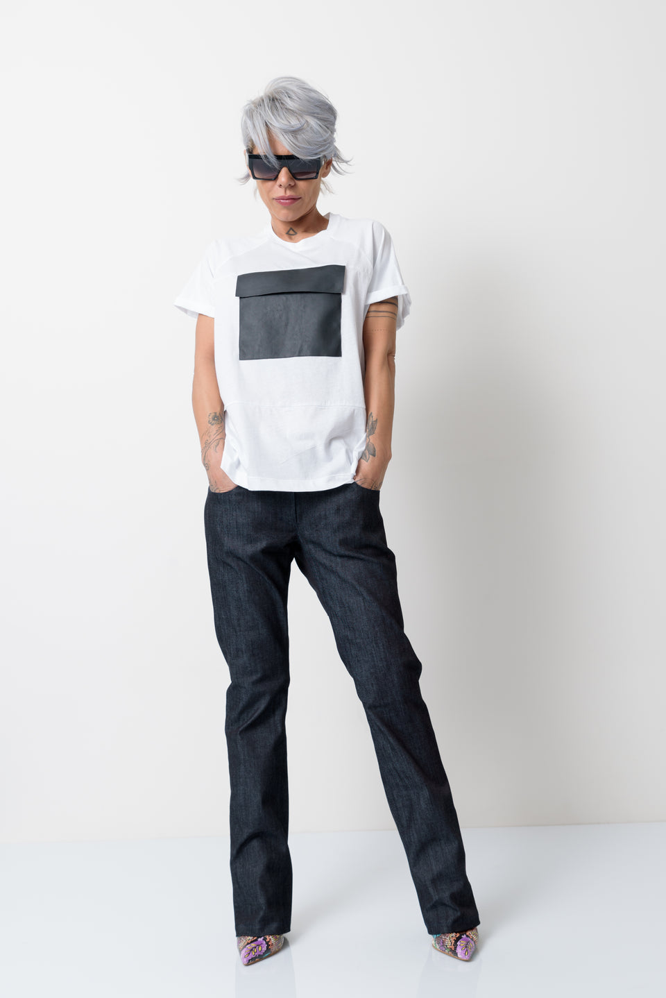 CLASSIC T-SHIRT WITH VEGAN LEATHER POCKET