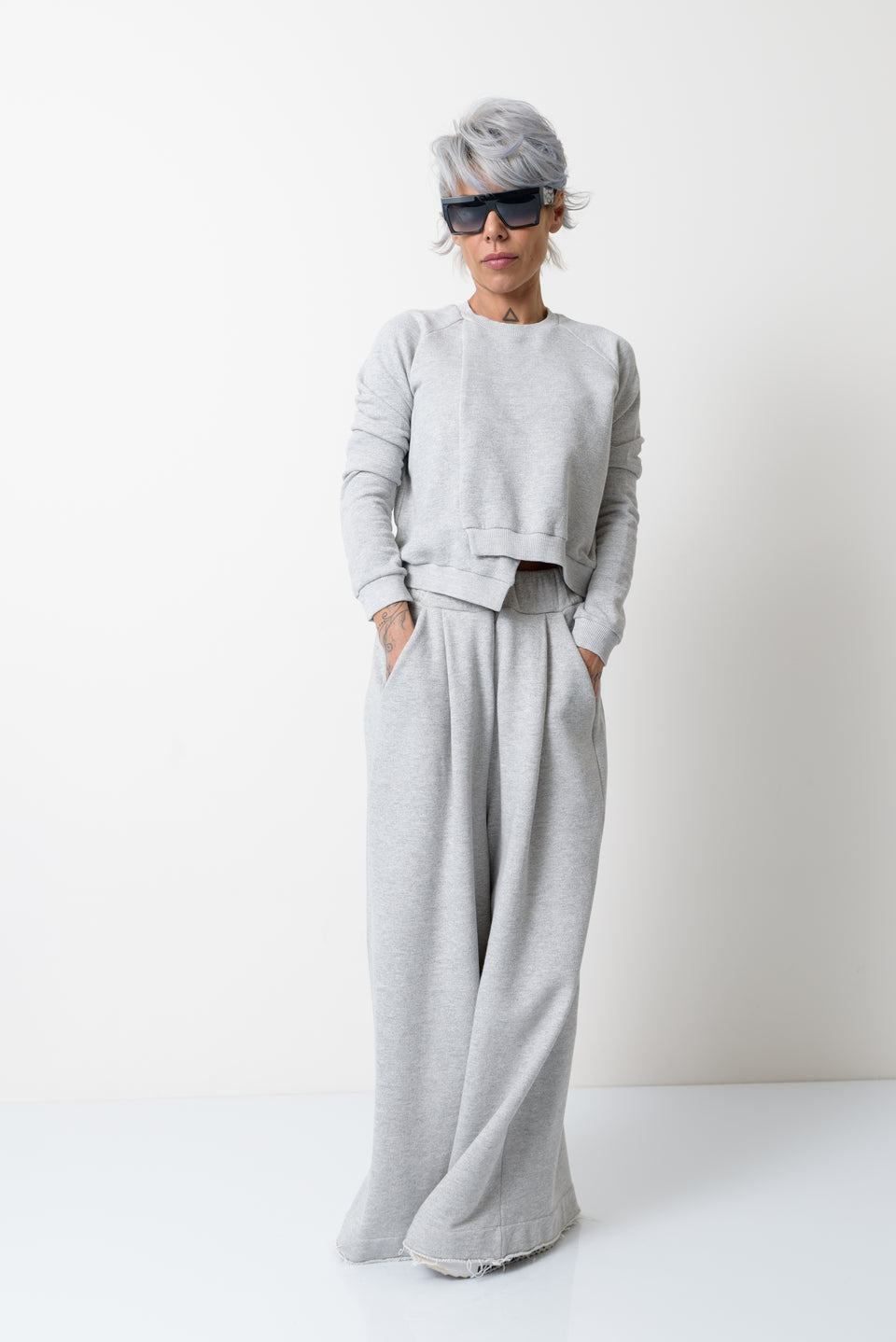 GREY TWO PIECE TRACKSUIT SET FOR WOMEN