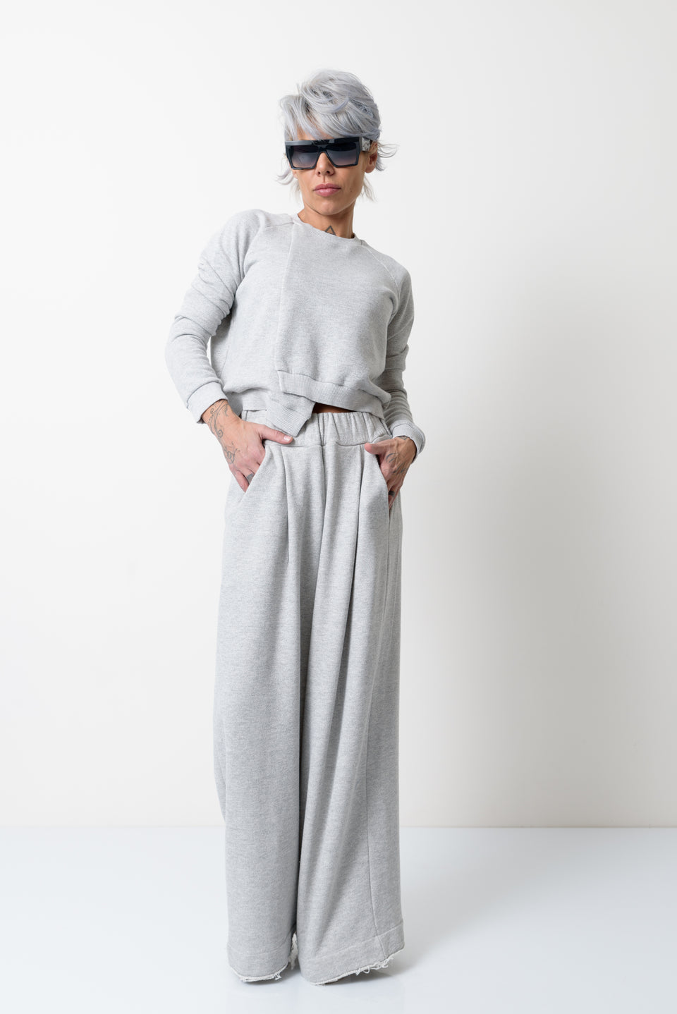 GREY TWO PIECE TRACKSUIT SET FOR WOMEN