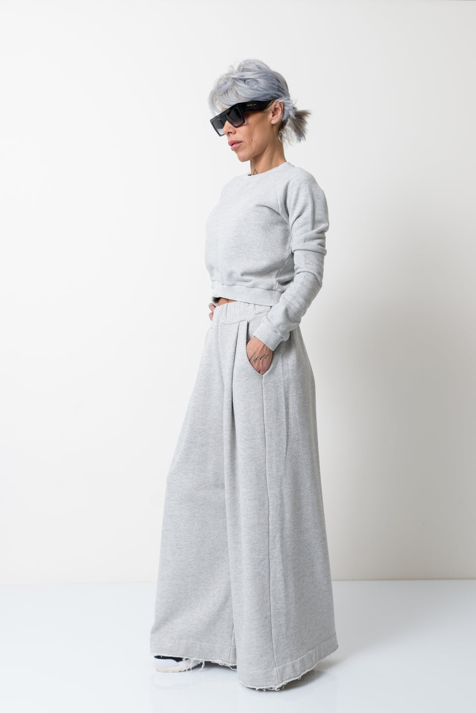 GREY TWO PIECE TRACKSUIT SET FOR WOMEN