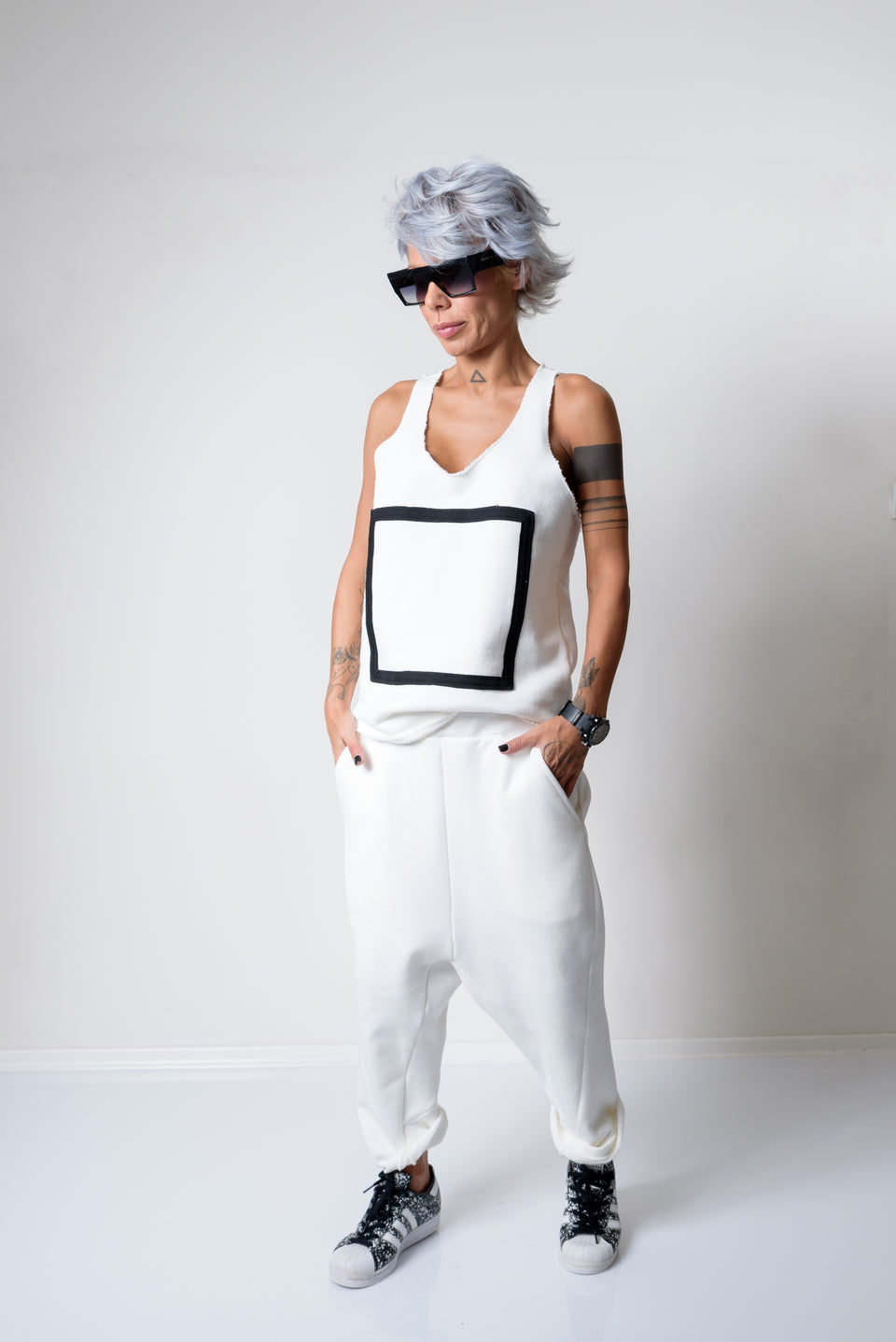 WHITE TWO PIECE TRACKSUIT FOR WOMEN