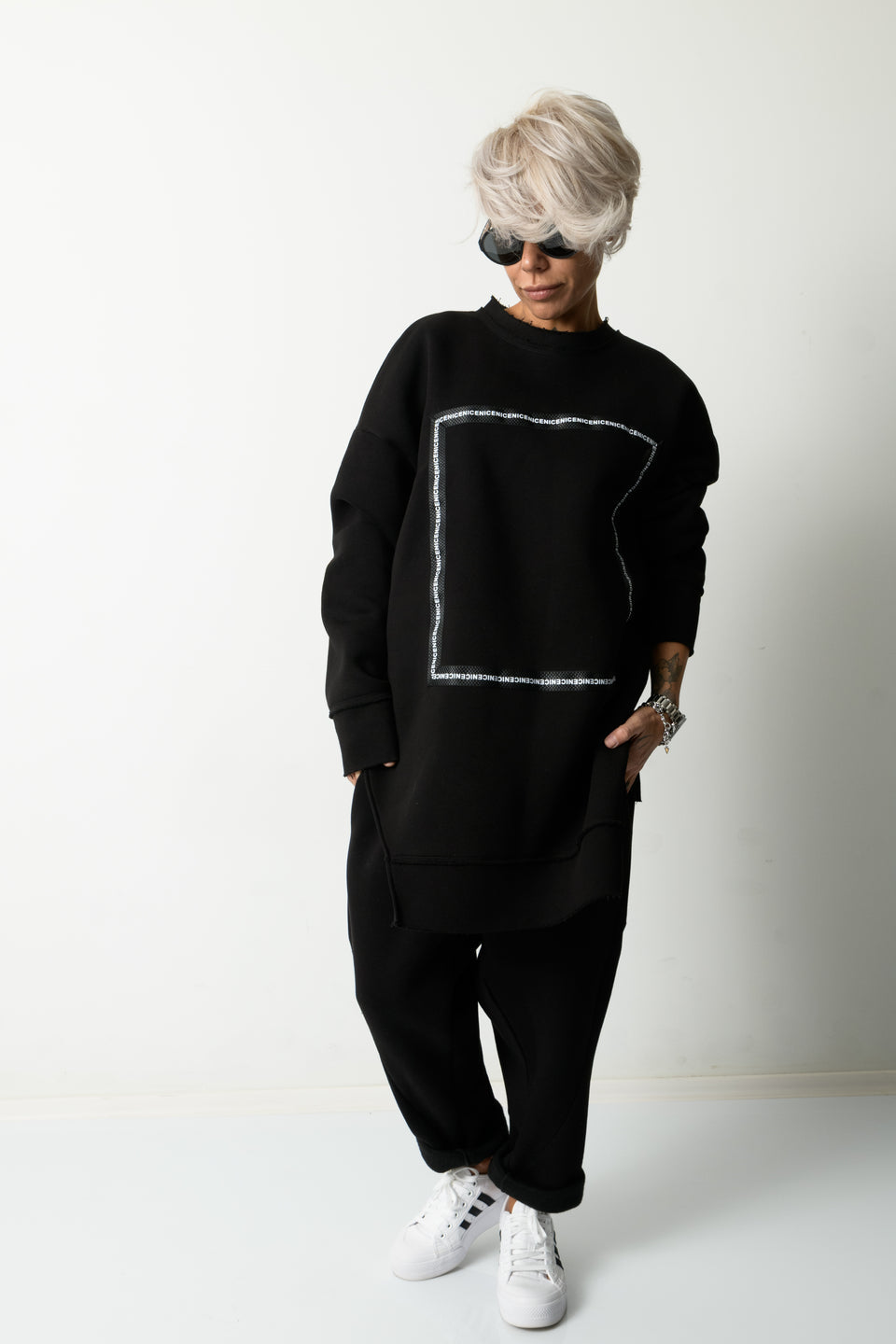 BLACK TWO PIECE TRACKSUIT SET FOR WOMEN
