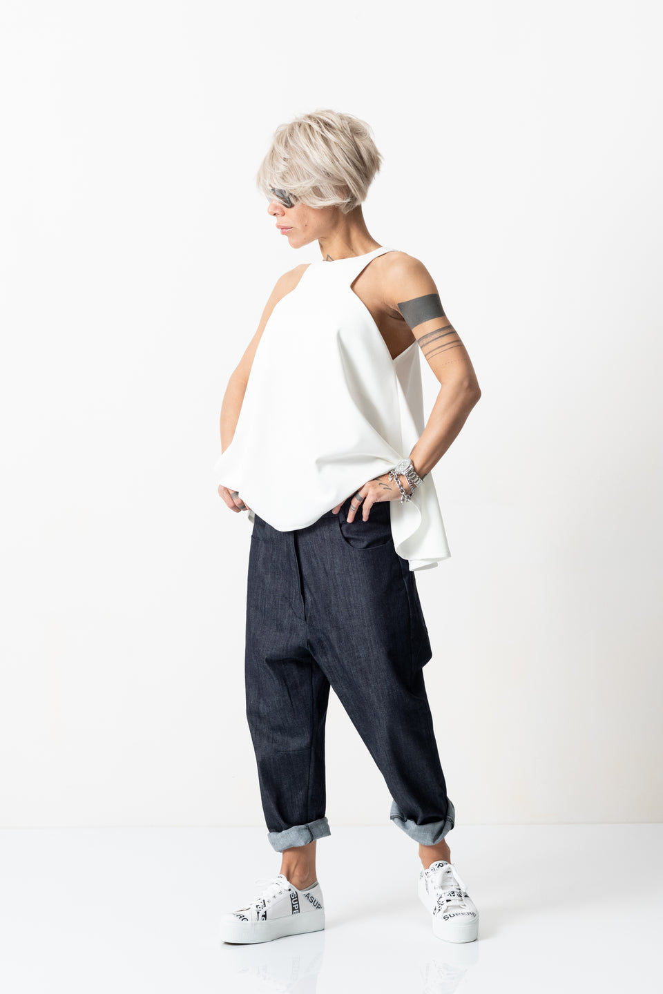DENIM LOW CROTCH PANTS