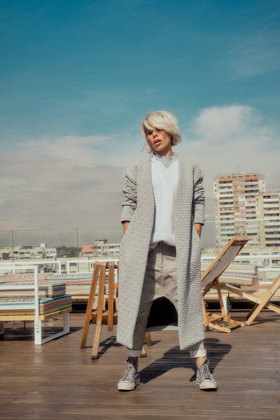 MAXI GREY CARDIGAN JACKET