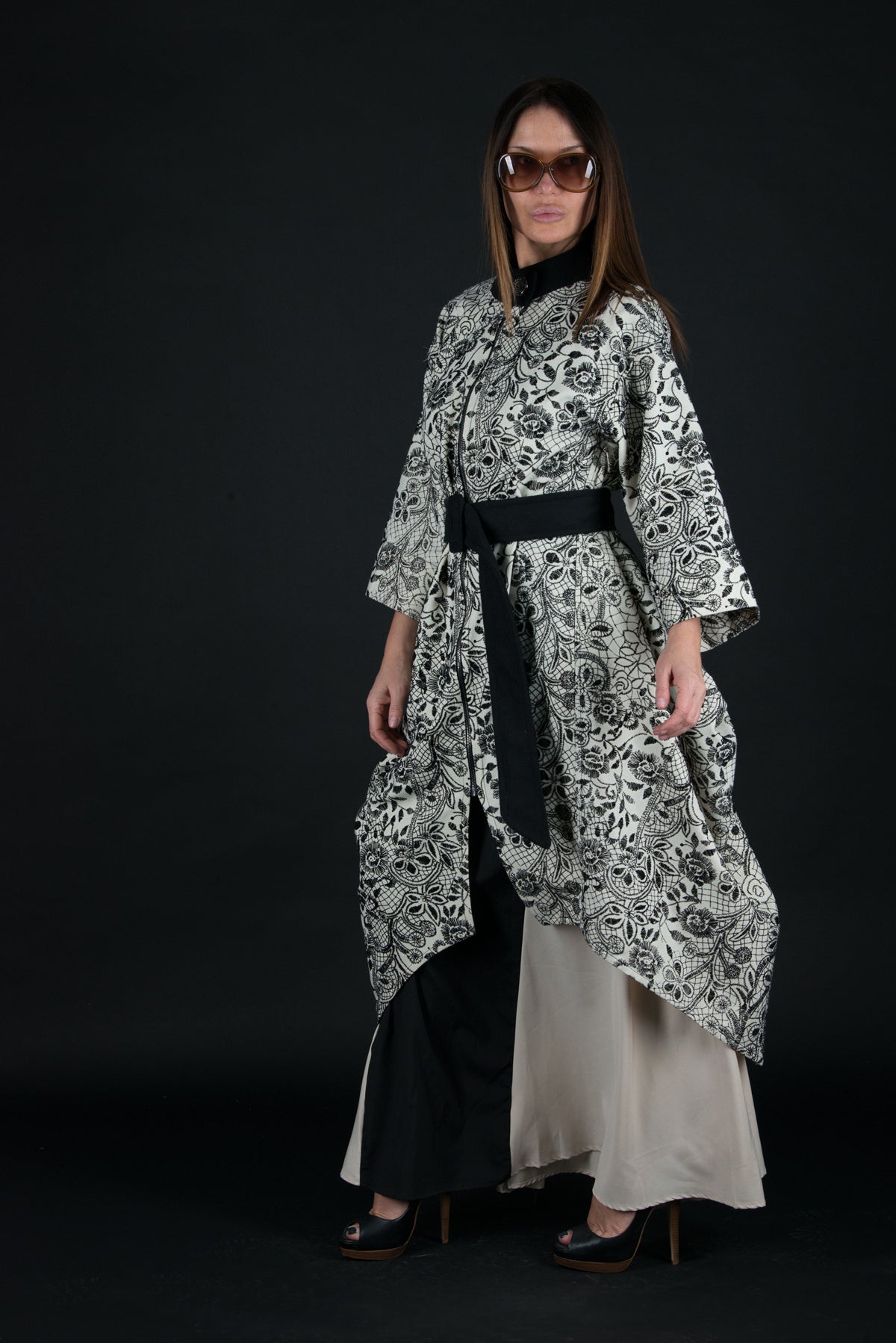 Spring Black and White Women Cape, Coats