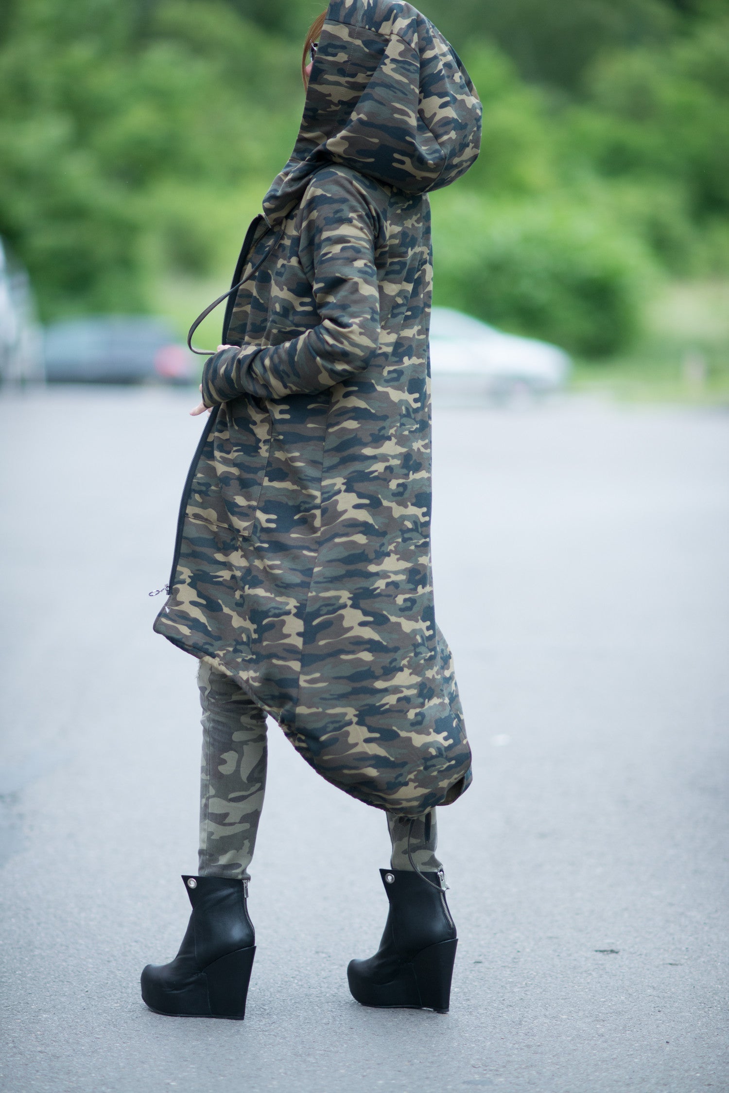 Military Hooded Vest, Camouflage Long Vest, Hoodies & Sweaters