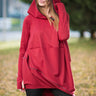 Dark Red Plus Size Maxi Hooded Dress, Tops & Tunics