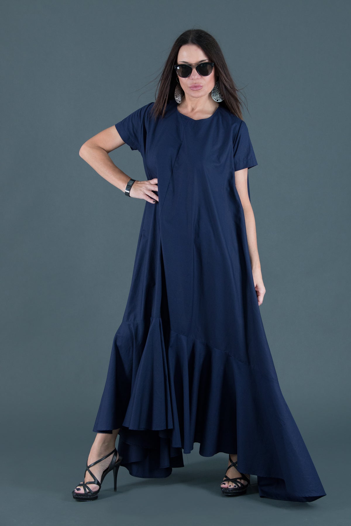 Dark Blue Cotton Dress, Dresses Spring & Summer