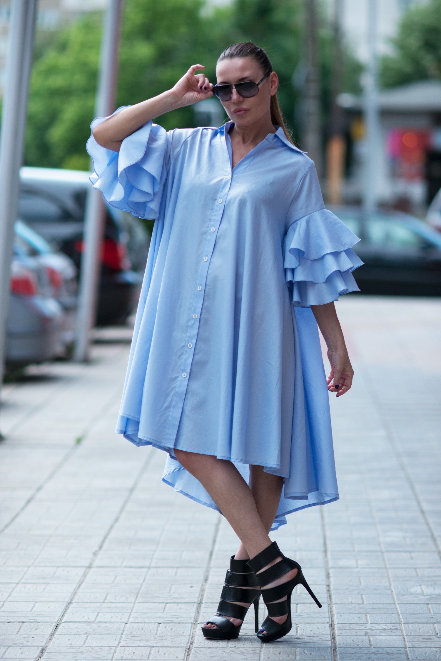 Azure Blue Maxi Summer Dress, Dresses Spring & Summer