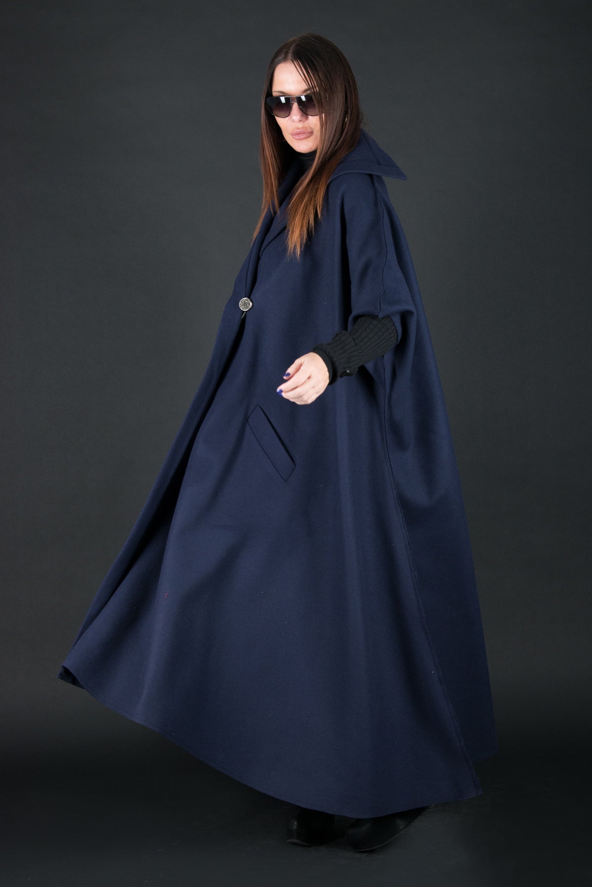 Sleeveless Blue Cashmere Sleeveless Wool Coat, Cardigans & Vests
