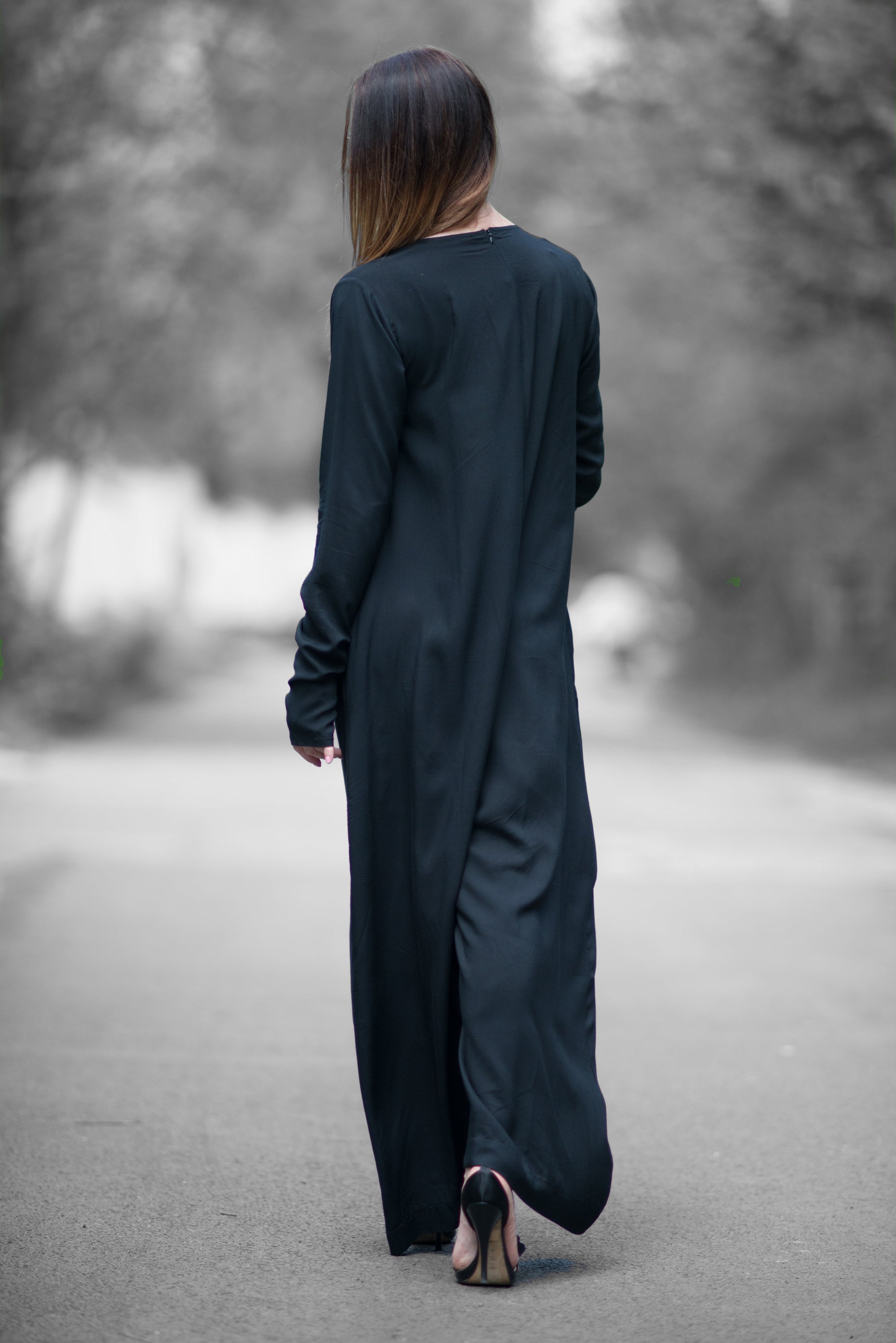 Drop Crotch Wide Black Cotton Jumpsuit by EUG Fashion